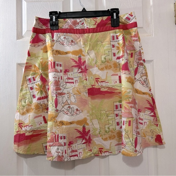 Lemon Grass Studio Skirt Midi Patterned With Hot Pink Ribbon Tie Size 14 - Picture 2 of 6